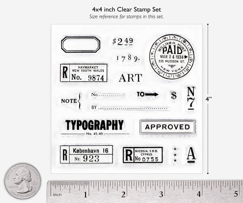 Wintertime Crafts Typography Small Clear Stamp Set 4x4 inch by Wintertime Crafts for Scrapbooking and Art Journals, Registered Mail Labels - Image 3